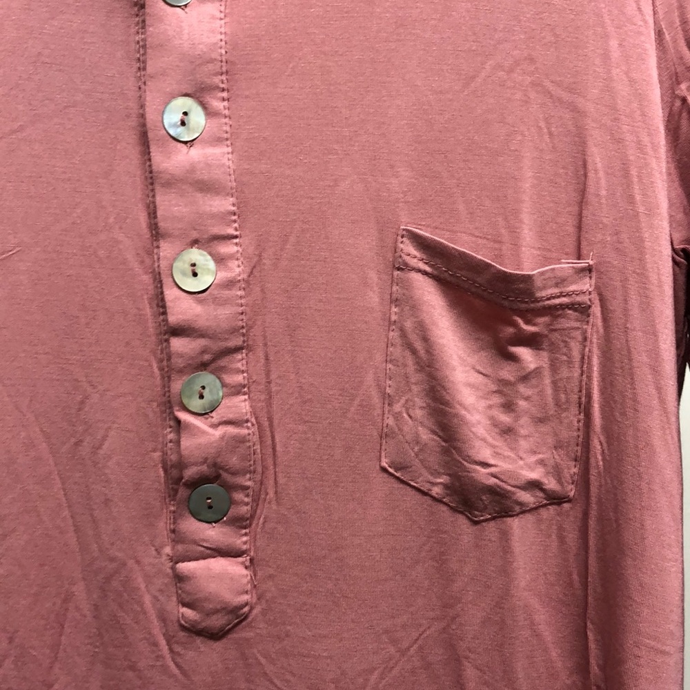 NWT Pink Button Up Henley - Picture 5 of 6